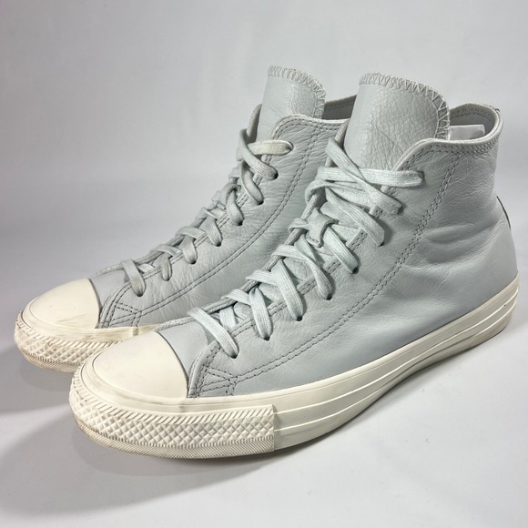 Converse Chuck Taylor All Star Hi Leather Ghosted Blue Grey Sneakers A07132C 9W - Picture 4 of 11
